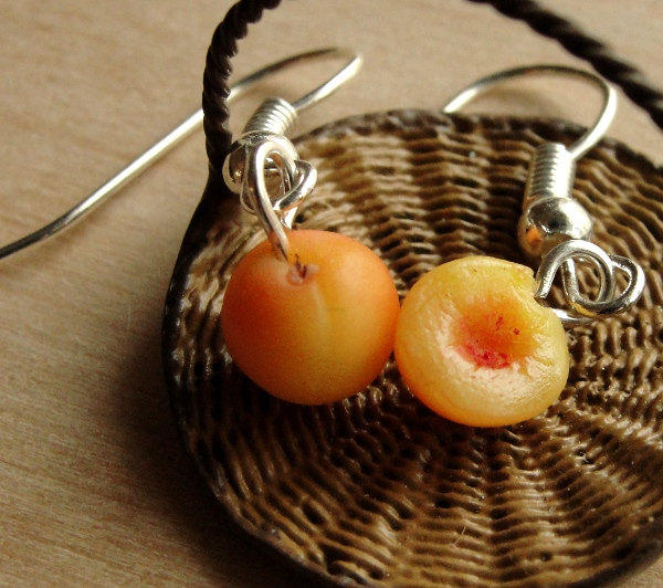 Polymer Clay Peach Earrings by fairchildart on DeviantArt