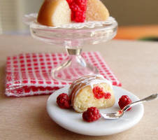 Dollhouse Miniature Raspberry Bundt Cake Slice