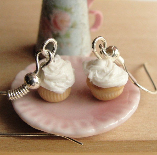 Miniature Vanilla Cupcake Earrings