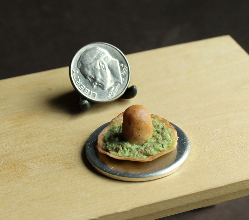 Miniature Tortilla Sombrero filled with Guacamole