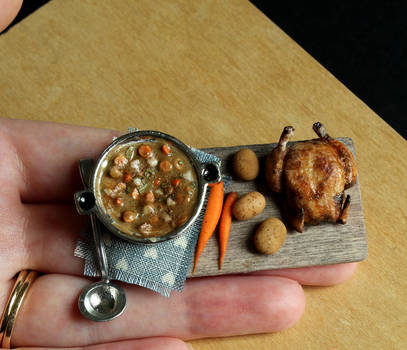 1:12 Scale Vegetable Stew and Rotisserie Chicken by fairchildart