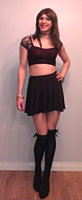 Crossdresser Mini Skirt and Crop Top