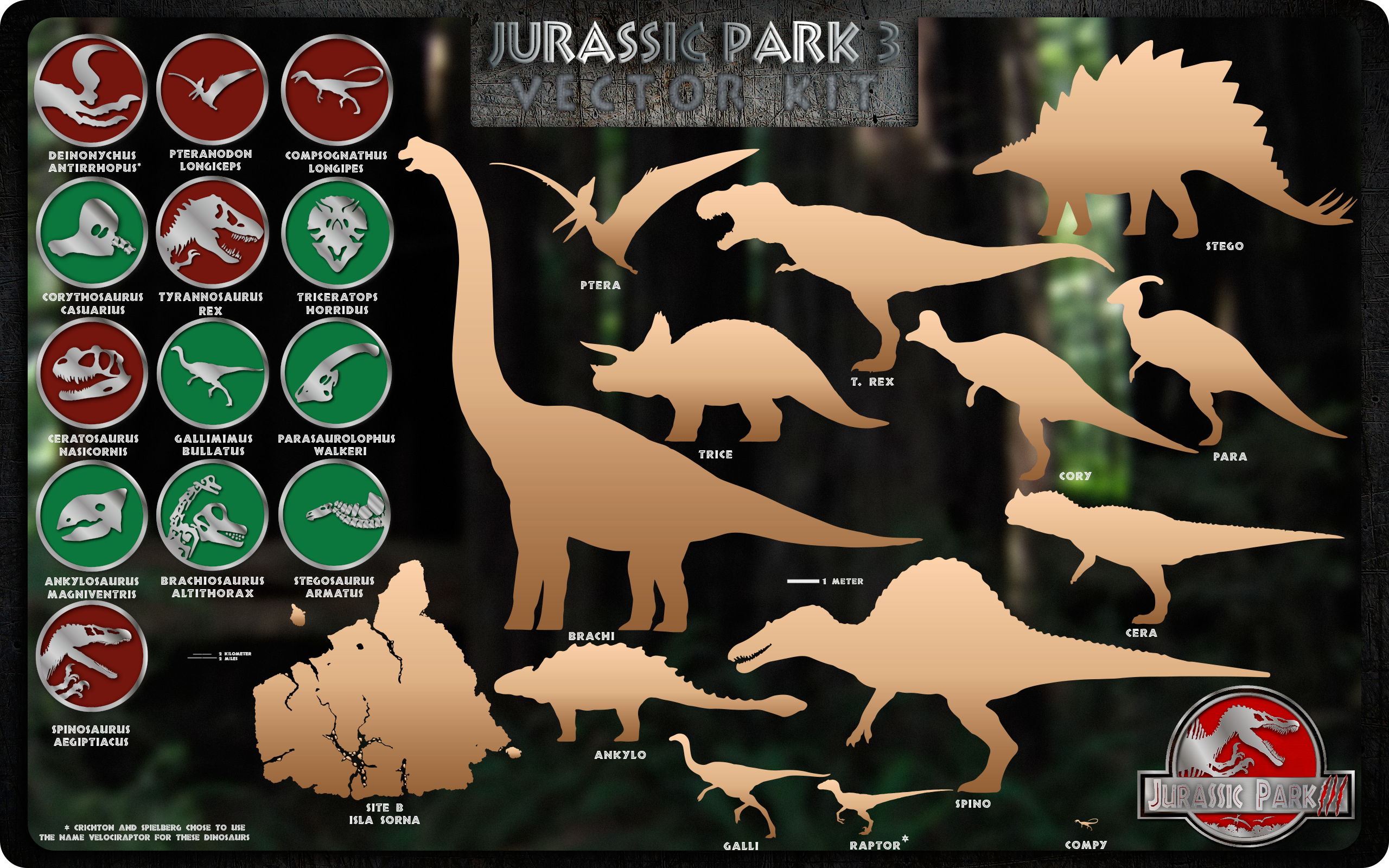 jurassic park 3 dinosaurs