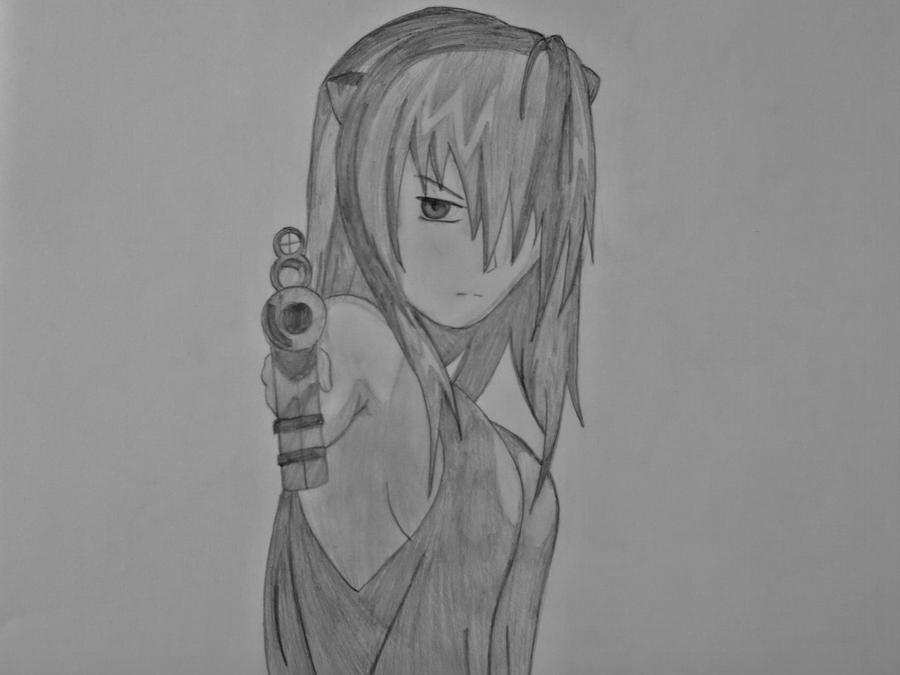 Lucy with a gun