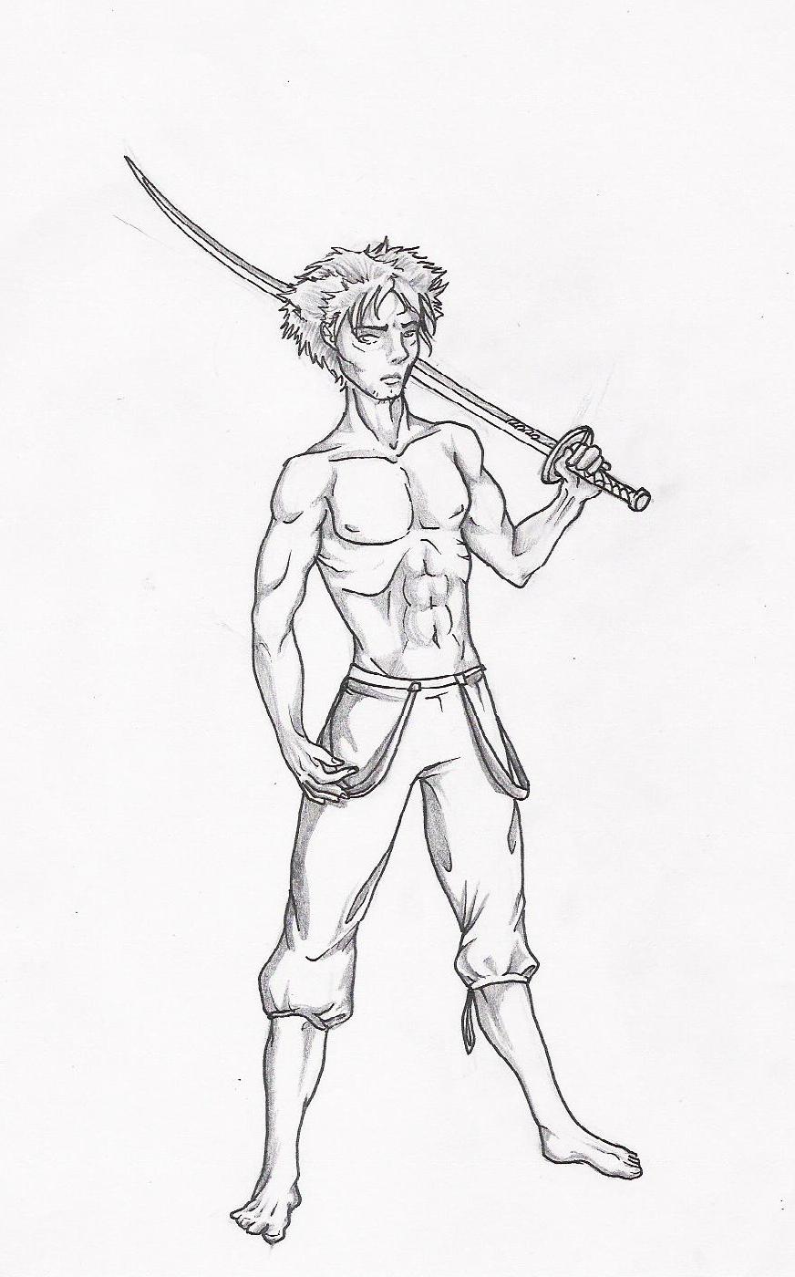 mr. shirtless with a sword man