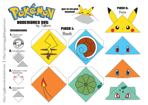 Pokemon Bookmarks Set [DOWNLOAD]