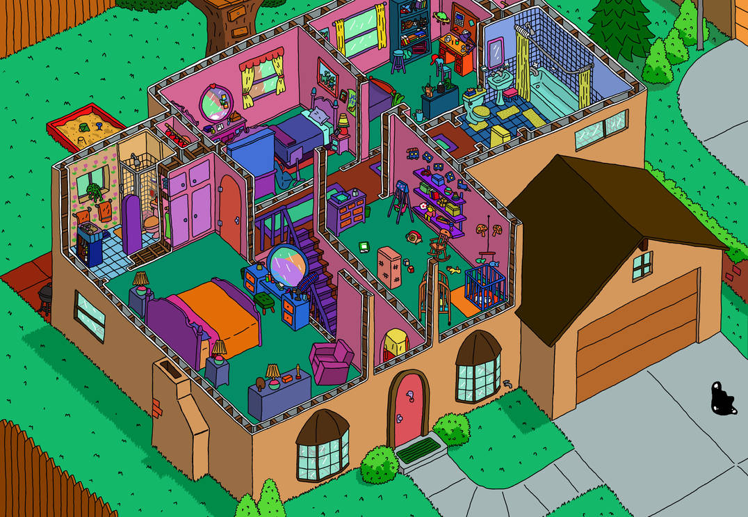 Simpson's House Cutaway Second Floor by ajdelong