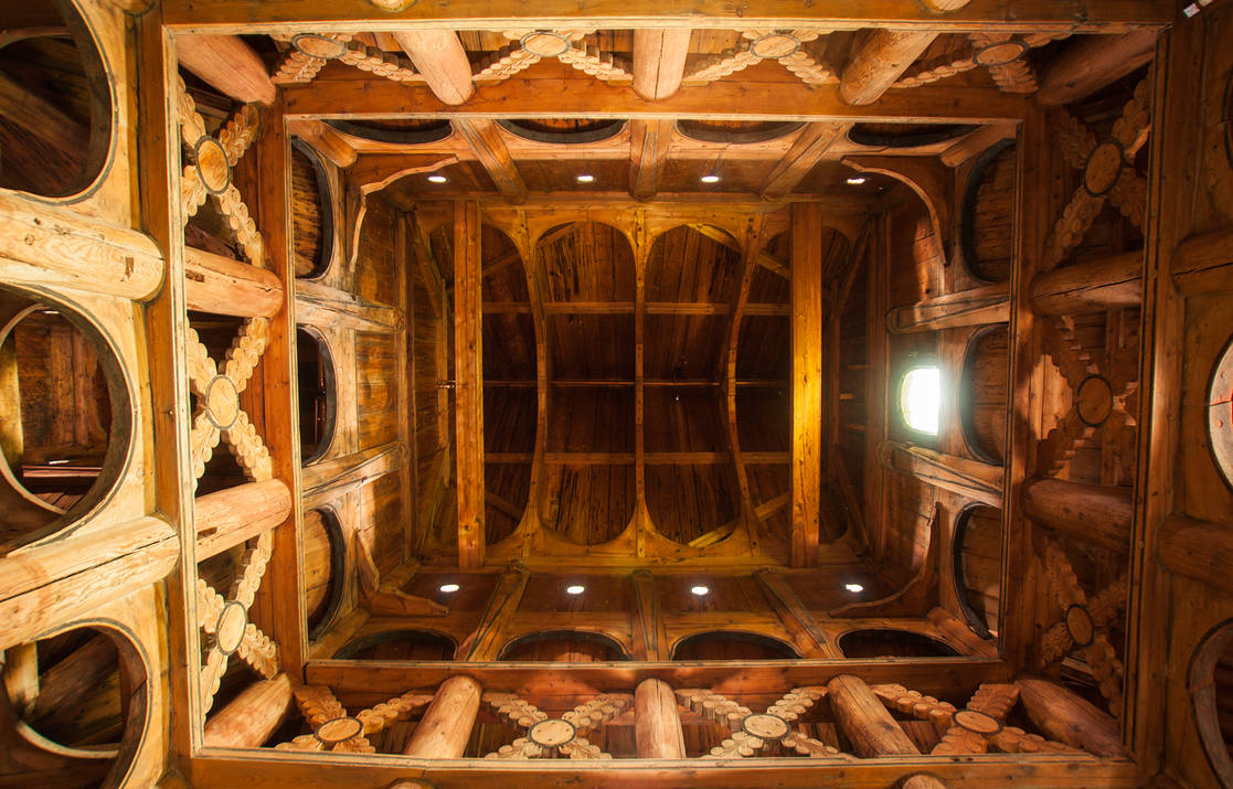 Inside Borgund Stave Church, Norway by skorp711