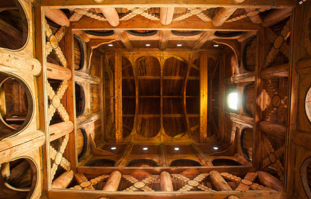 Inside Borgund Stave Church, Norway by skorp711