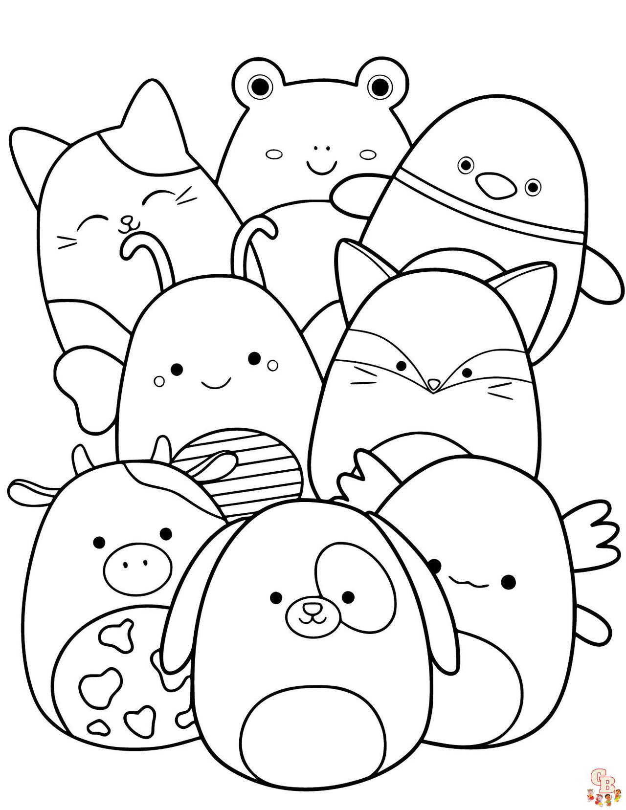 Free coloring pages of squishmallows showcase the characters with popular themes like holidays and seasons always available.