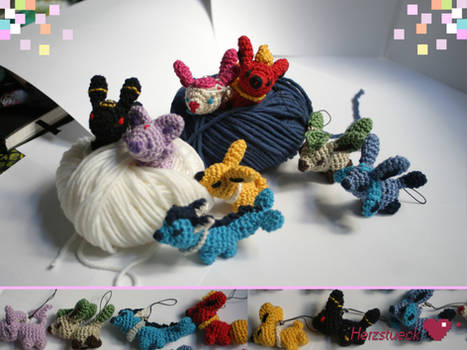 Eeveelution amigurumi charms