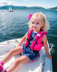 Ella Norheim Hardiman on the sailboat