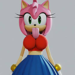 Amy Rose is sticking her tongue out at you