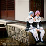 Rem and Ram holding hands