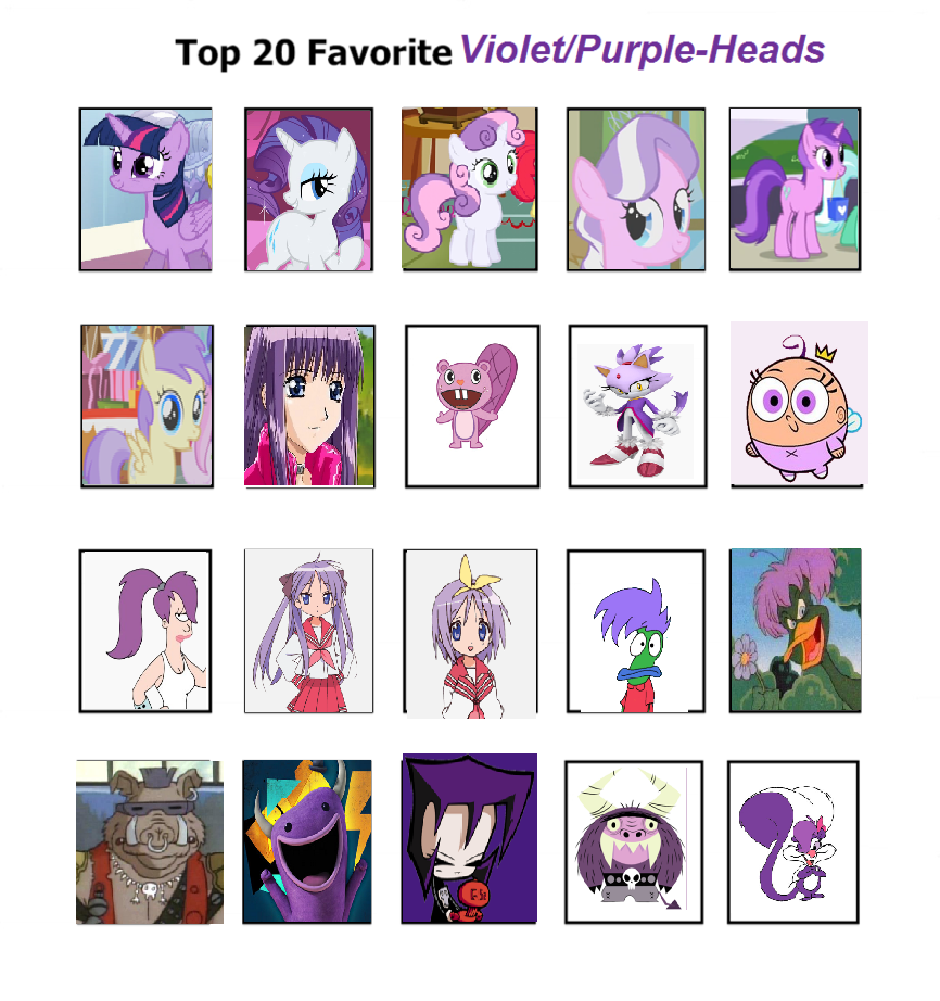 My Top 20 Favorite Toon Violet Purple Heads By Toongirl18 On