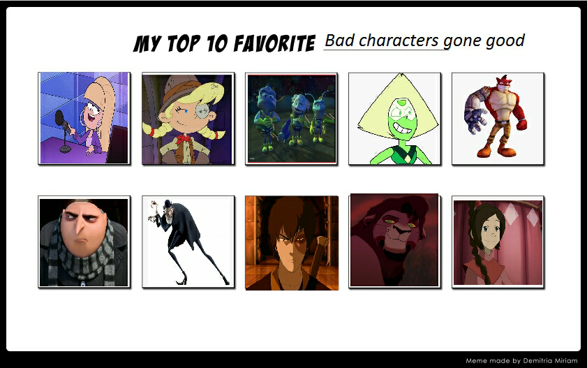 Deviantart Bad Characters My Top 10 bad characters gone good by Toongirl18 on DeviantArt