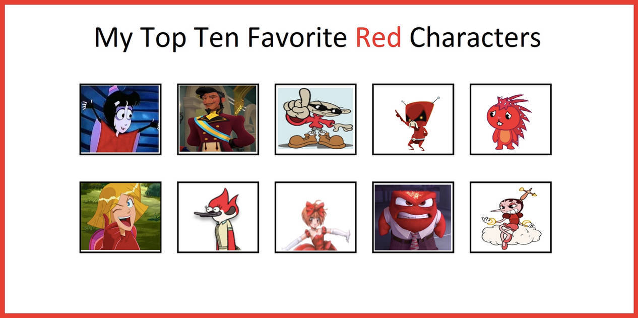 My Top 10 Favorite Red Characters by Toongirl18 on DeviantArt