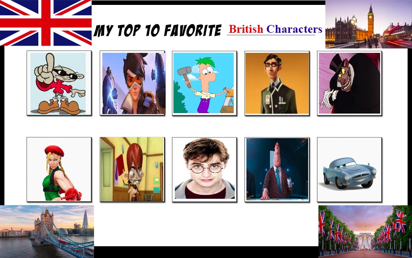 My Top 10 Favorite British Characters by Toongirl18 on DeviantArt