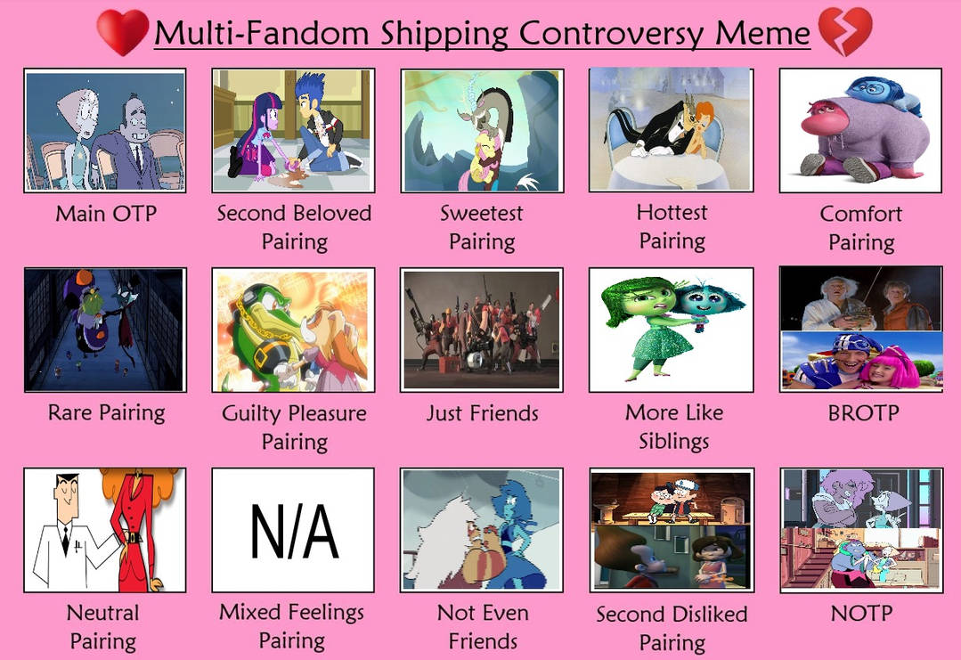 Multifandom Memes My Multi-Fandom Shipping Controversy Meme by Toongirl18 on DeviantArt
