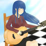 Hinata picking guitar