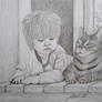 Kid and cat