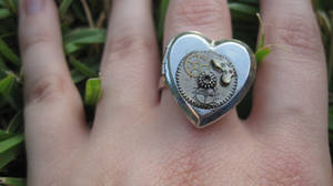 Steampunk Heart Locket Ring