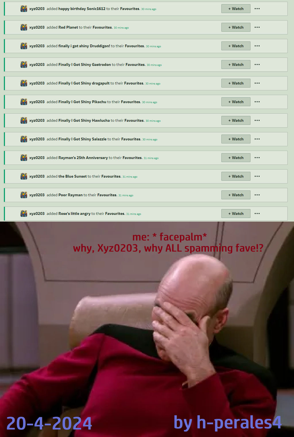 Spamming Deviantart Xyz0203 is Spamming a Faves by h-perales4 on DeviantArt