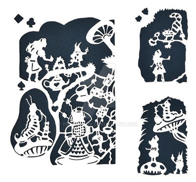 Alice in Wonderland Paper Cuttings by FrlKreativ
