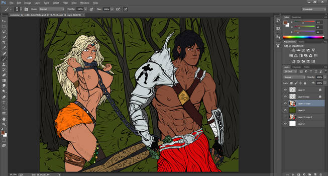 Chained Amazon. WIP coloring