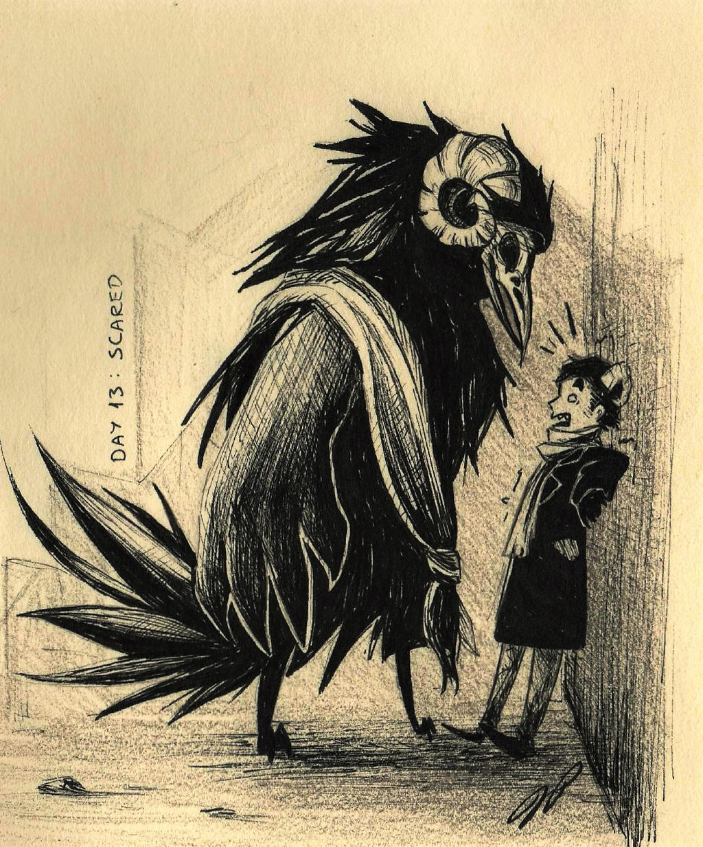 Inktober Day 13: Scared by Baraayas