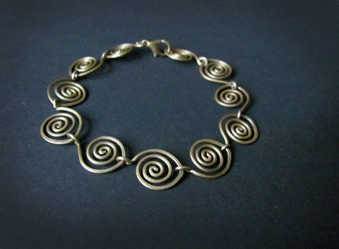 Spiral Link Bracelet Wire Wrapped Brass