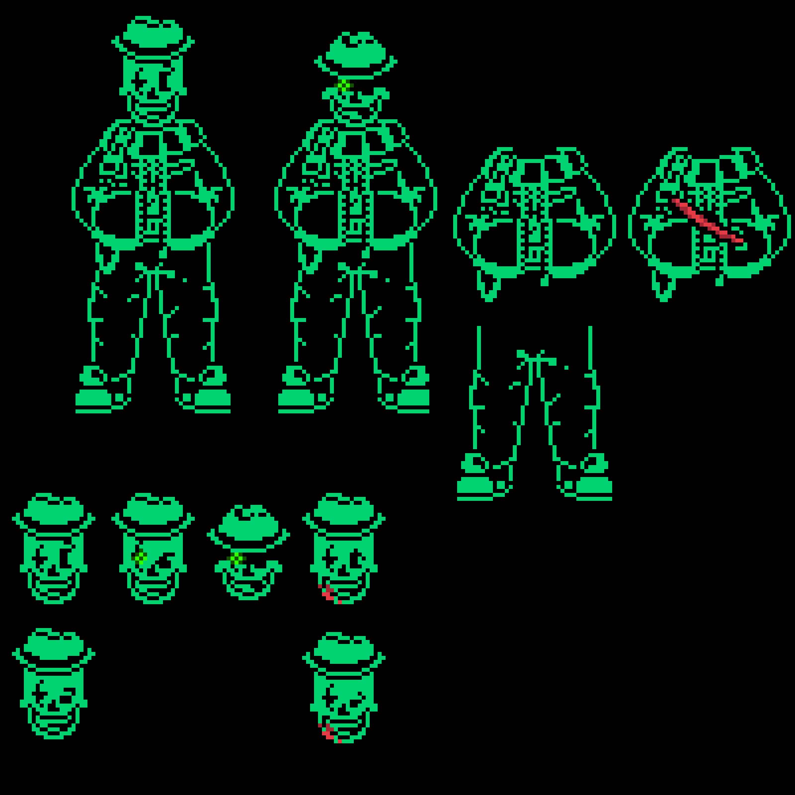 Fs Papyrus Fellswap emerald papyrus sprites. by Teraserus on DeviantArt
