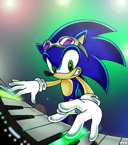 Sonic playing music