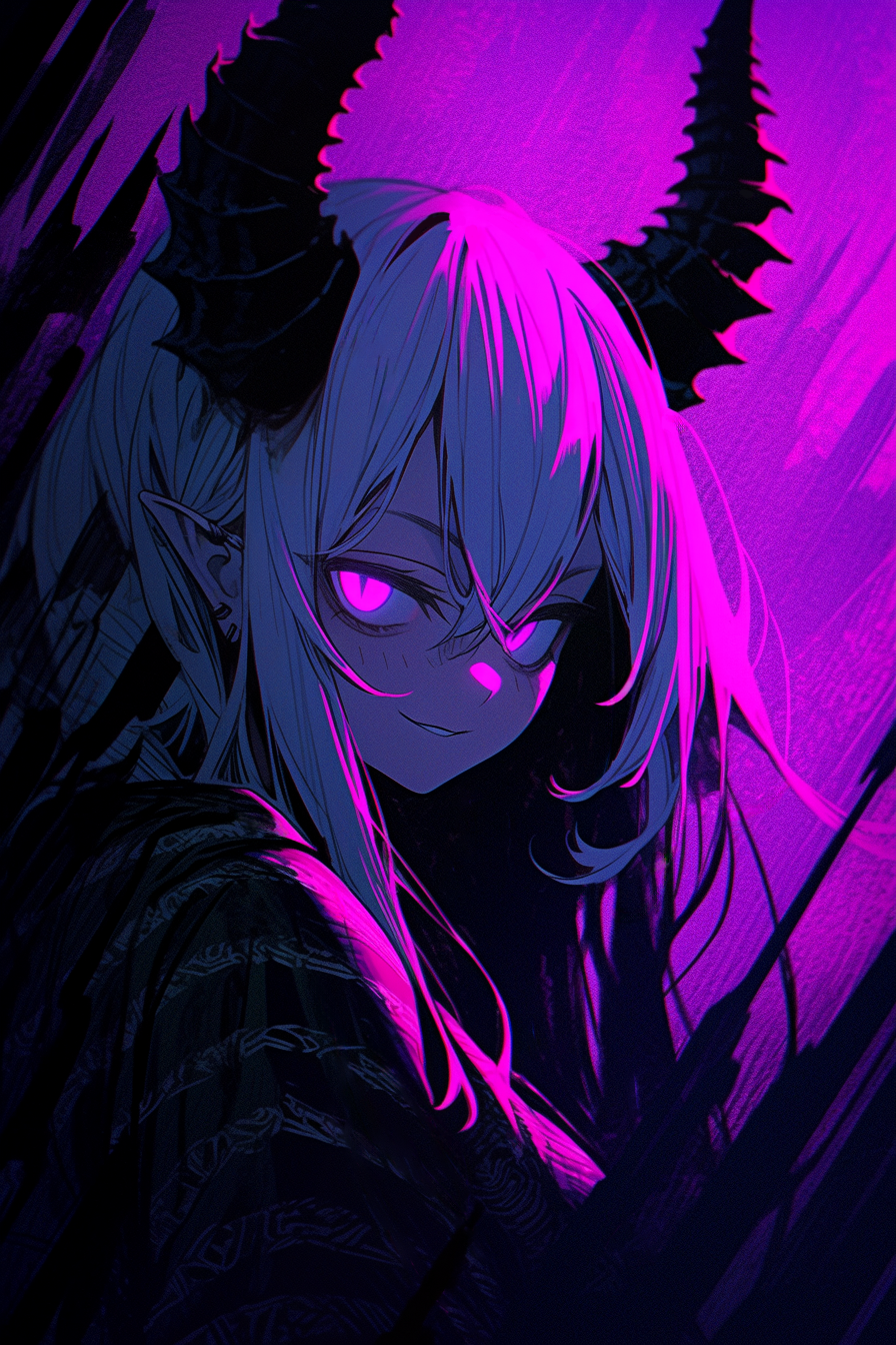 Neon Dark Anime with Horns Wallpaper. by CorruptedRequired on DeviantArt