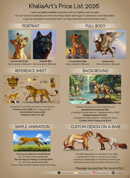 OPEN / Commission Price List 2026 /