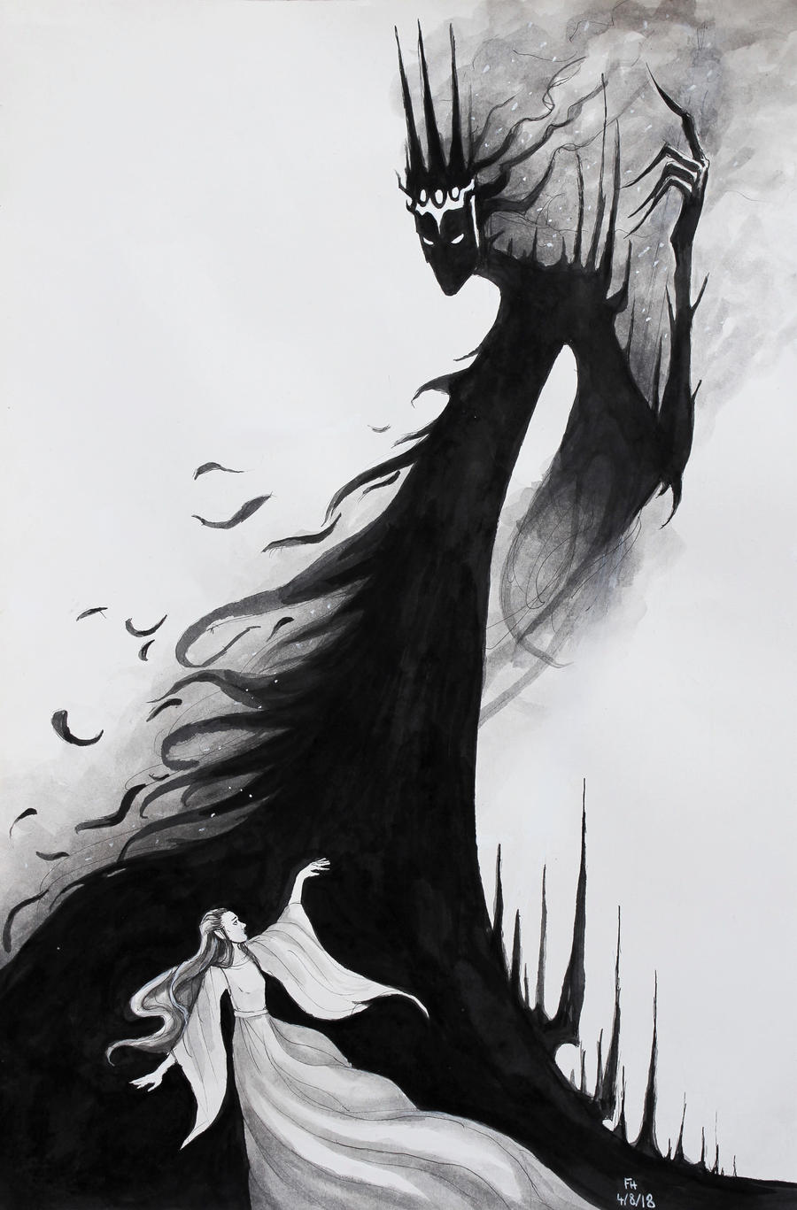 Lull The Black Foe (Luthien and Morgoth) by FrerinHagsolb