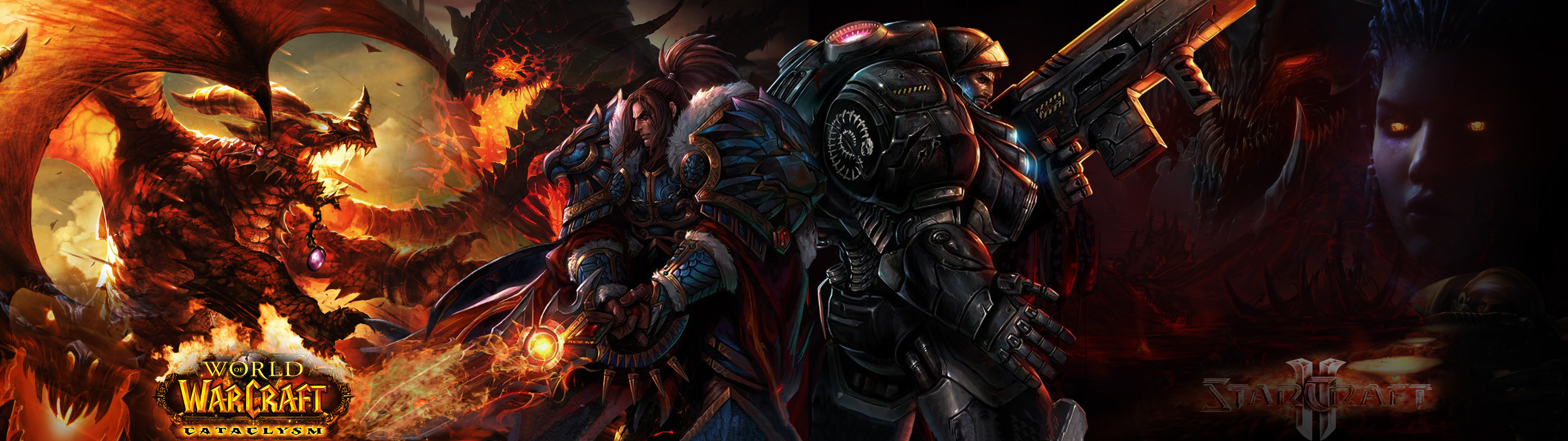 WoW and SC2 Dual Screen Wallpaper by CHIPINATORs on DeviantArt WoW and SC2 Dual Screen Wallpaper by CHIPINATORs on DeviantArt