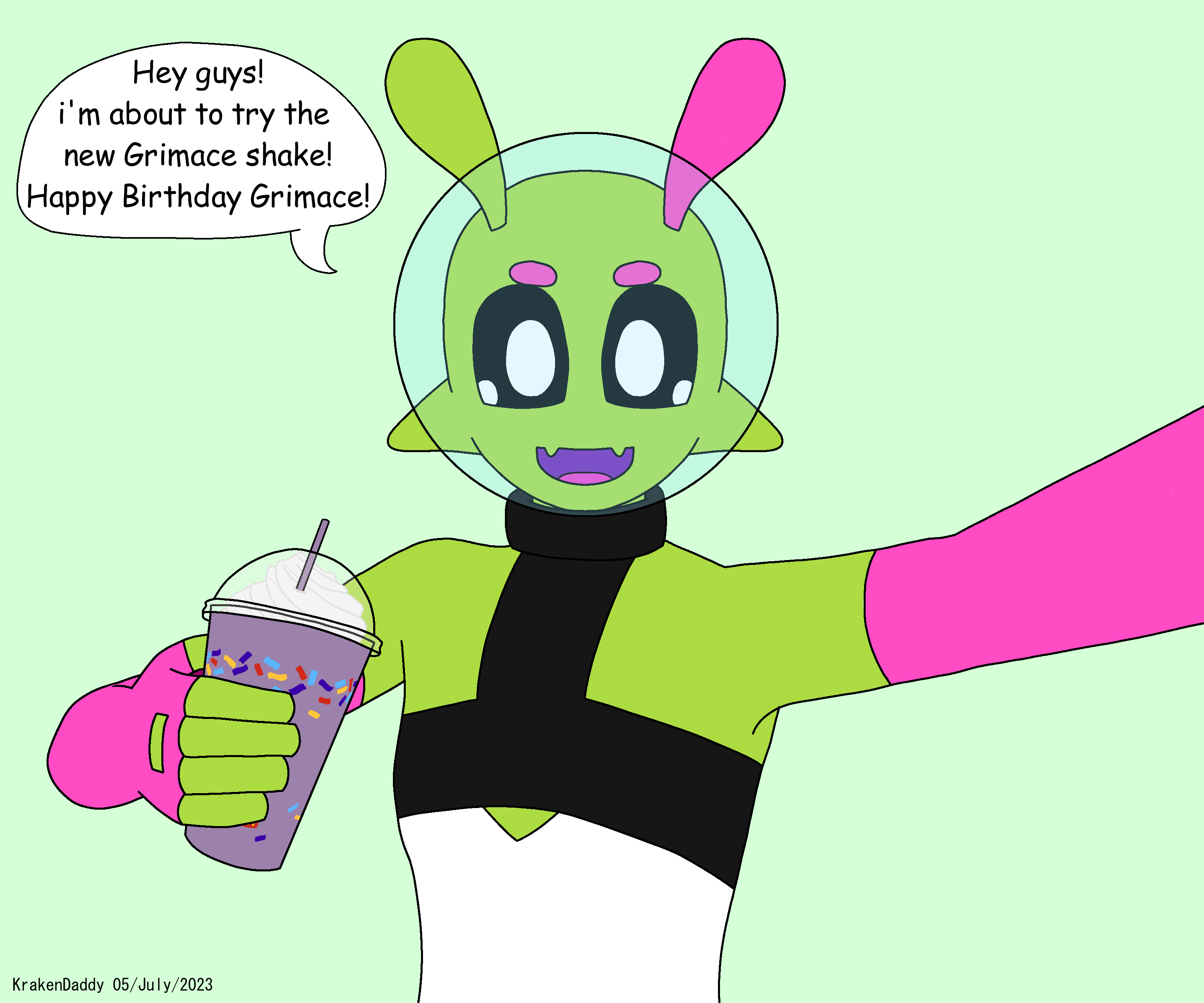 Sploot trying the Grimace shake by KrakenDaddy on DeviantArt