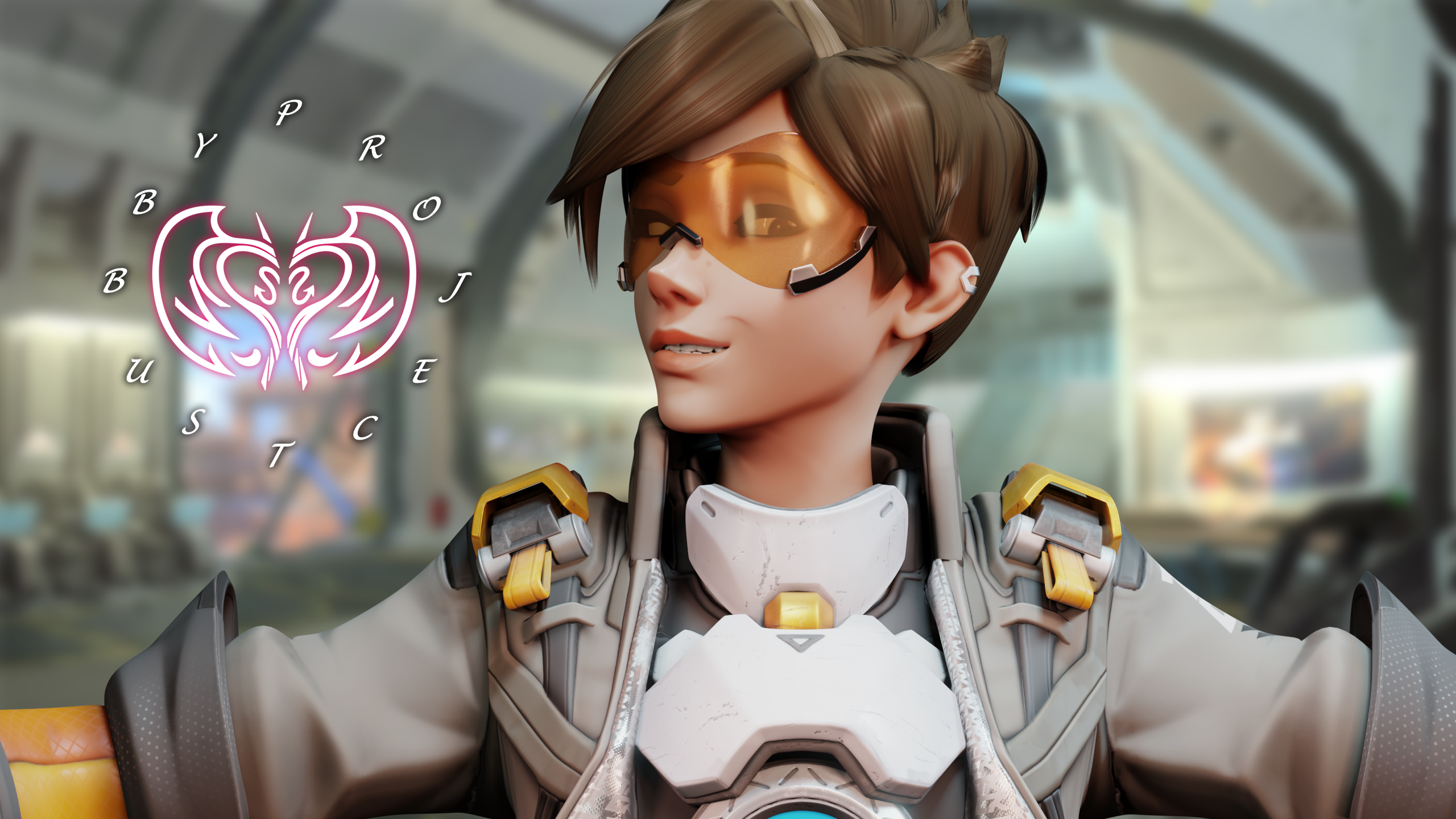 Wallpaper girl, smile, art, Overwatch, Tracer, Tracer, Benlo for