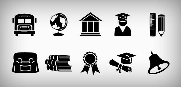 Education web icons set (Free PSD and PNG)