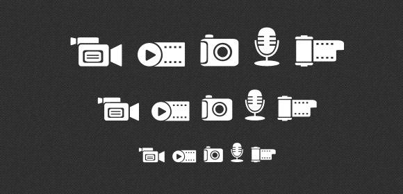 Media icons set (PNG, PSD)