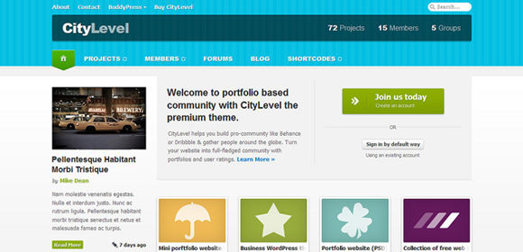 Frontpage template for community website (PSD)
