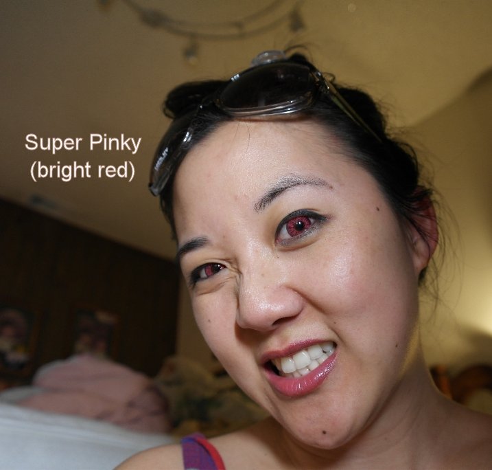 Super Pinky (bright red) contacts