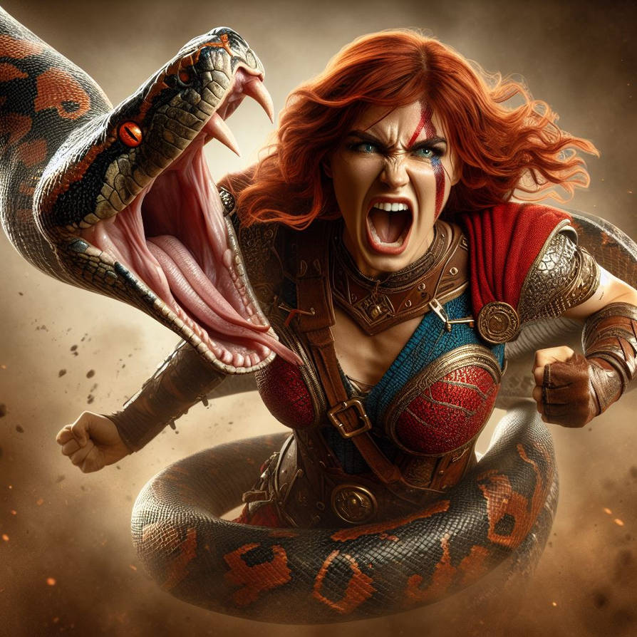Red Sonja Fighting Through Python Peril By SuperheroFantasyMag On red-sonja-fighting-through-python-peril-by-superherofantasymag-on