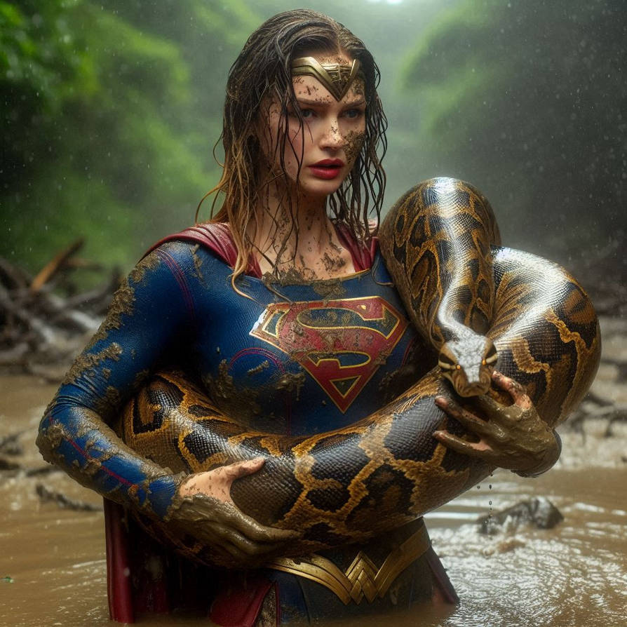 Hista Python Deviantart Python has to work harder to crush this Supergirl by ...