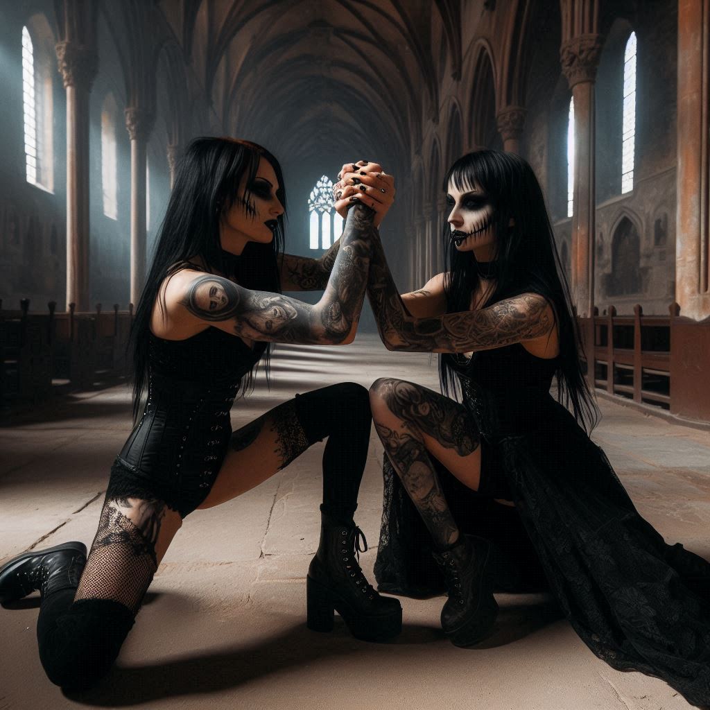 Goth Ufc Goth wrestlers in an ancient cathedral by SuperheroFantasyMag on DeviantArt