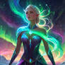 Lady using magic aurora gem thingy