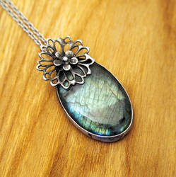 Summer Night Pendant with Labradorite and Flowers