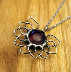 Lotus Flower Pendant with Fluorite