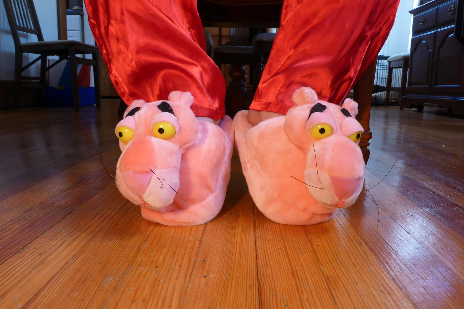 Pink Panther scuff slippers, front